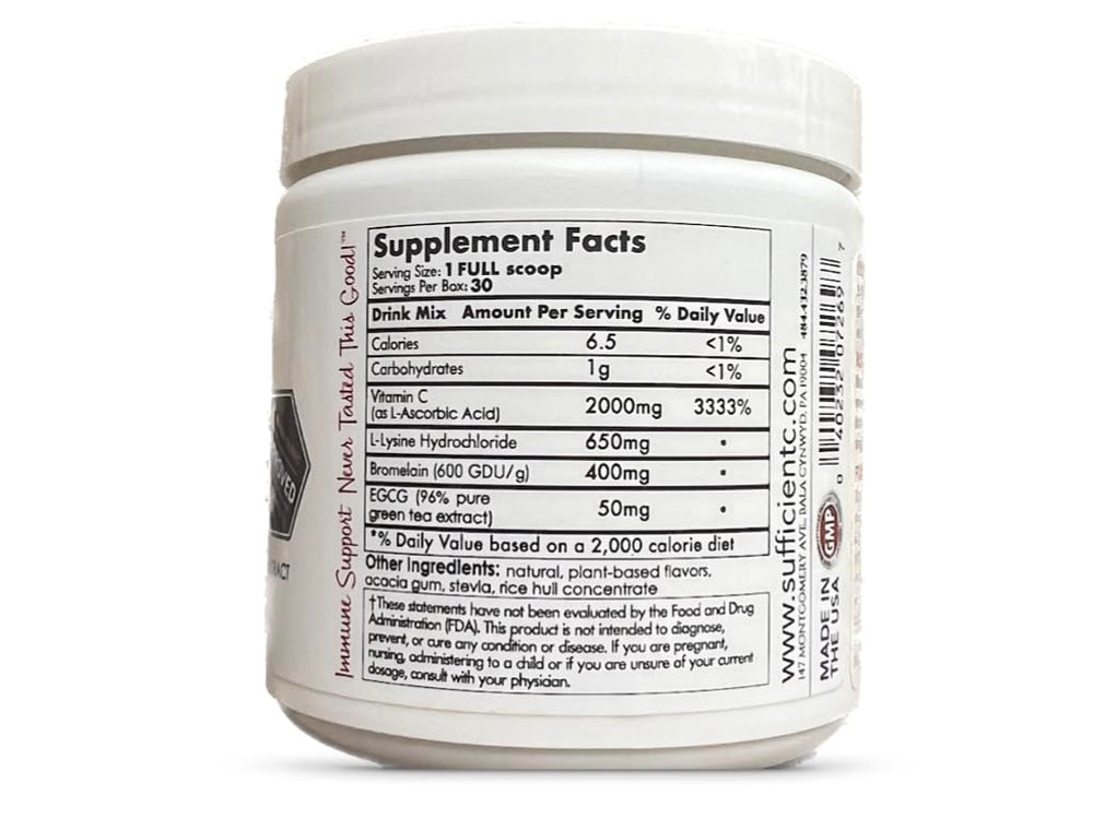 Sufficient-C dissolving powder in water for a quick, refreshing sip.