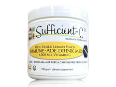 Sufficient-C packaging front for daily lemon-peach drink mix