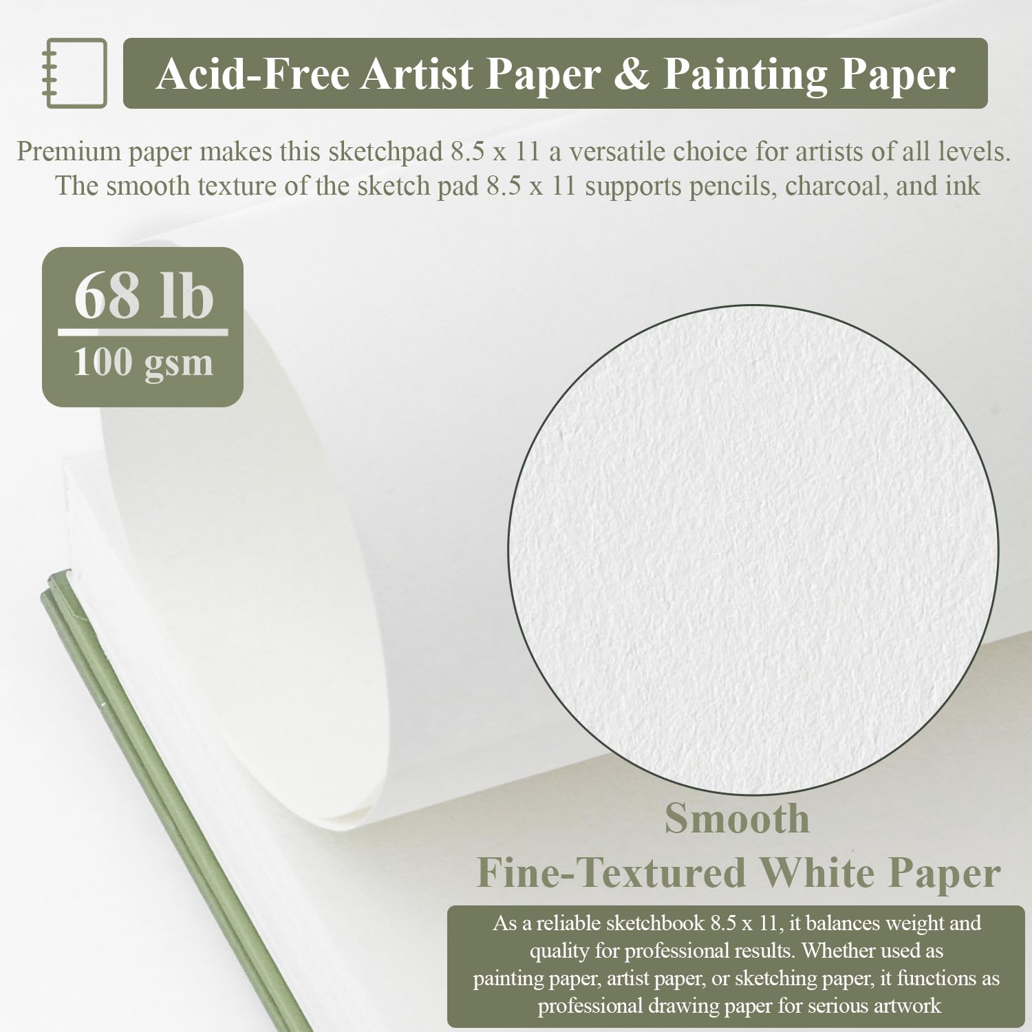 Sufly Sketch Book 8.5x11 spiral lies flat for easy sketching.