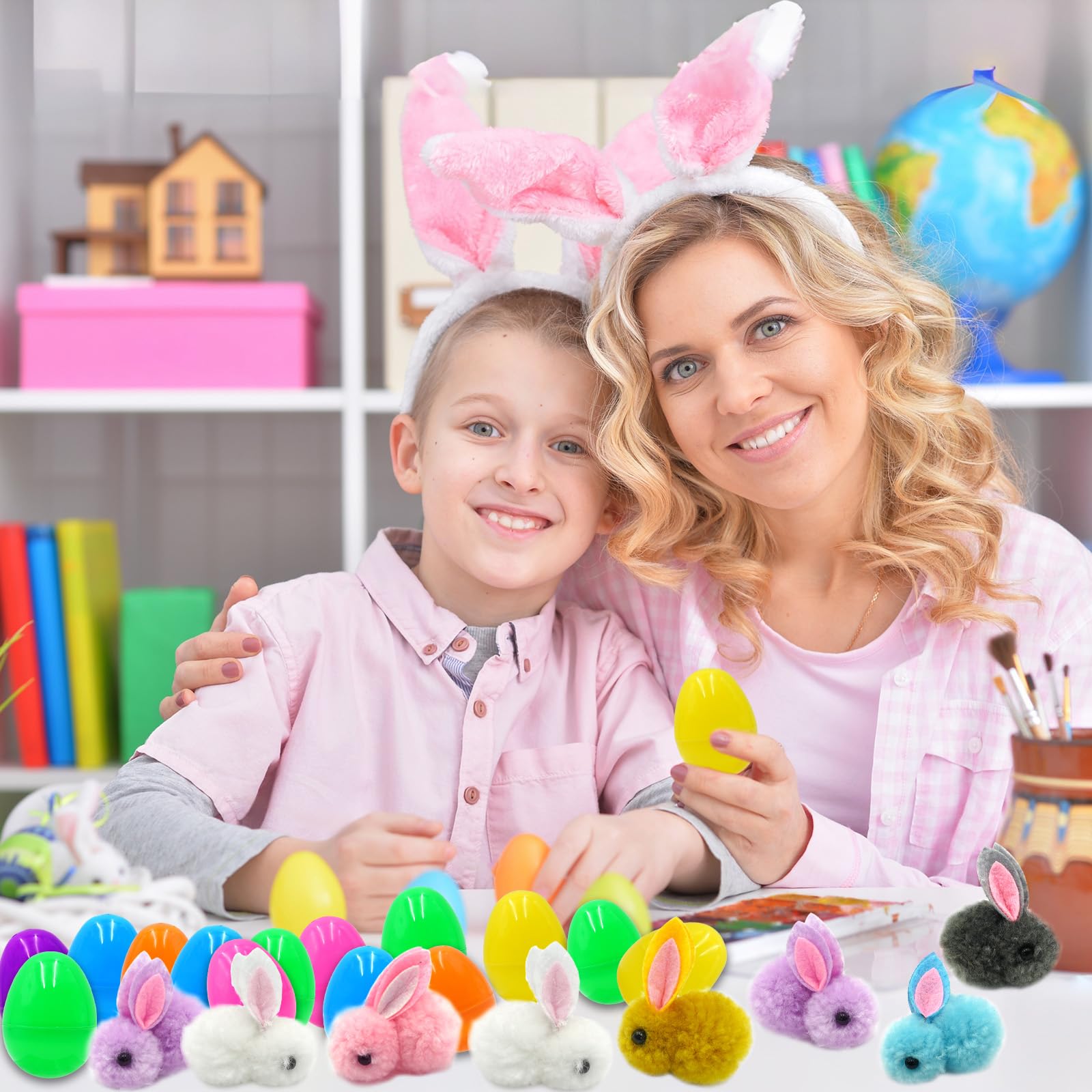 Sufuplay 2.4-inch plastic eggs showcase the durable, kid-safe design.