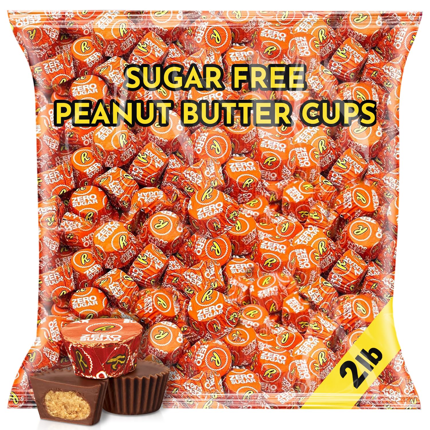 Sugadelic Zero Sugar Milk Chocolate Peanut Butter Cups bulk bag, ideal for everyday sugar-conscious snacking.