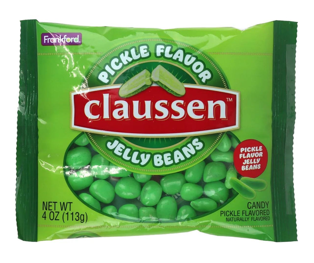 Sugar Creek pickle-flavored jelly beans 4oz, ideal for Easter baskets and pickle-loving snacking.