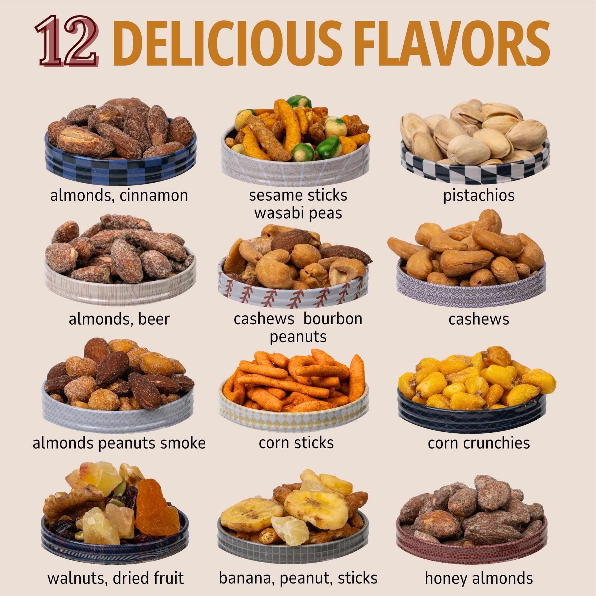 SUGAR PLUM unique tins assorted nuts highlighting variety for sharing