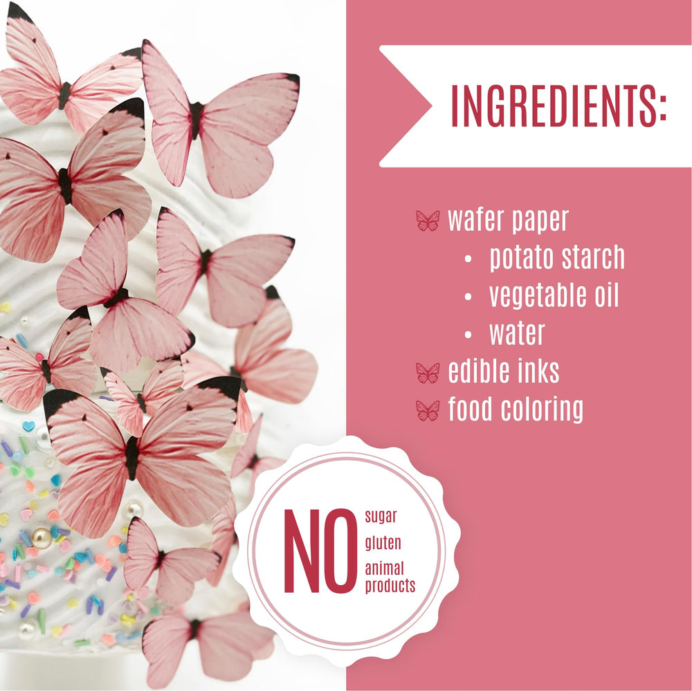 Sugar Robot pastel pink butterfly toppers elevate party desserts with color and texture.