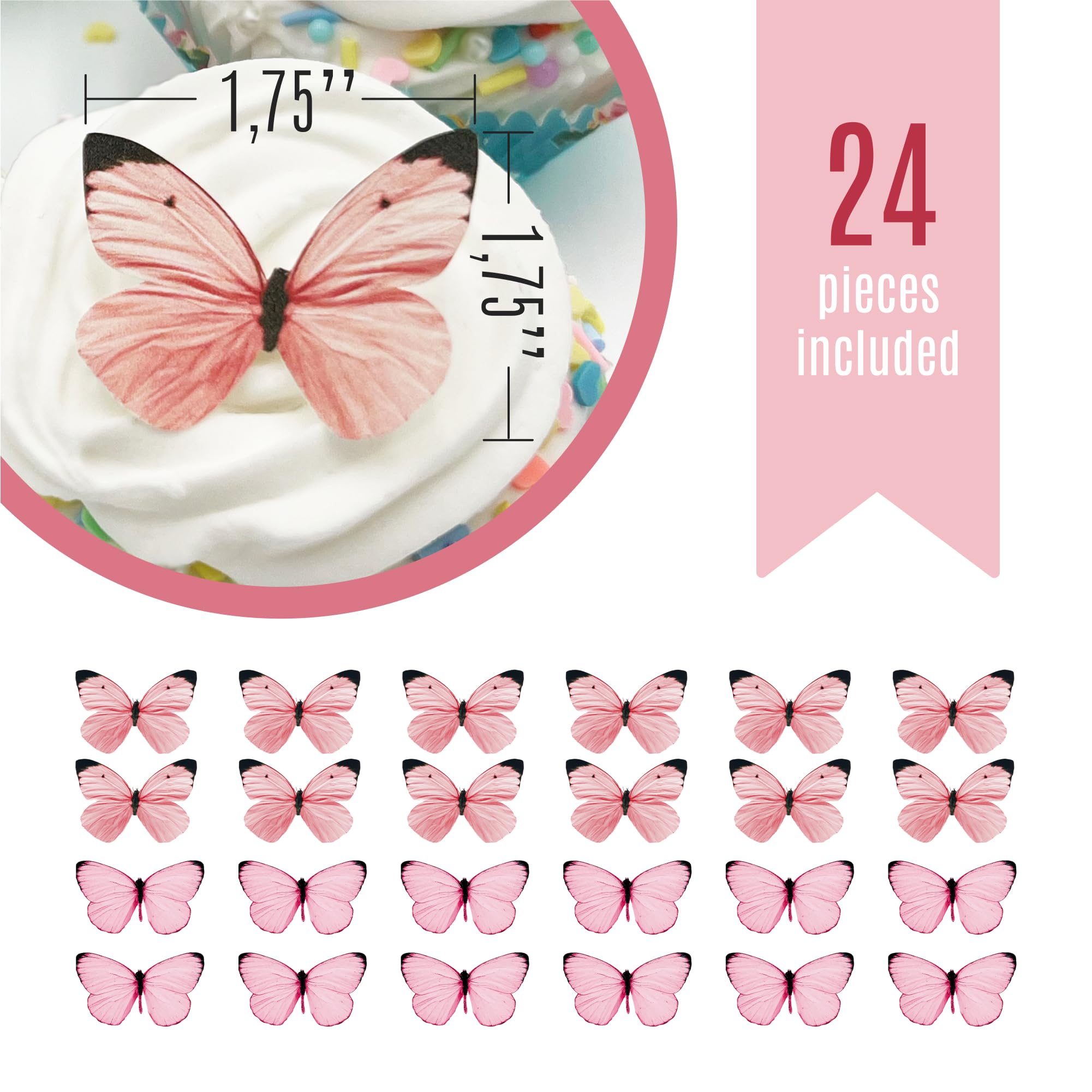 Sugar Robot pastel pink butterfly cupcake topper adds delicate charm to desserts.