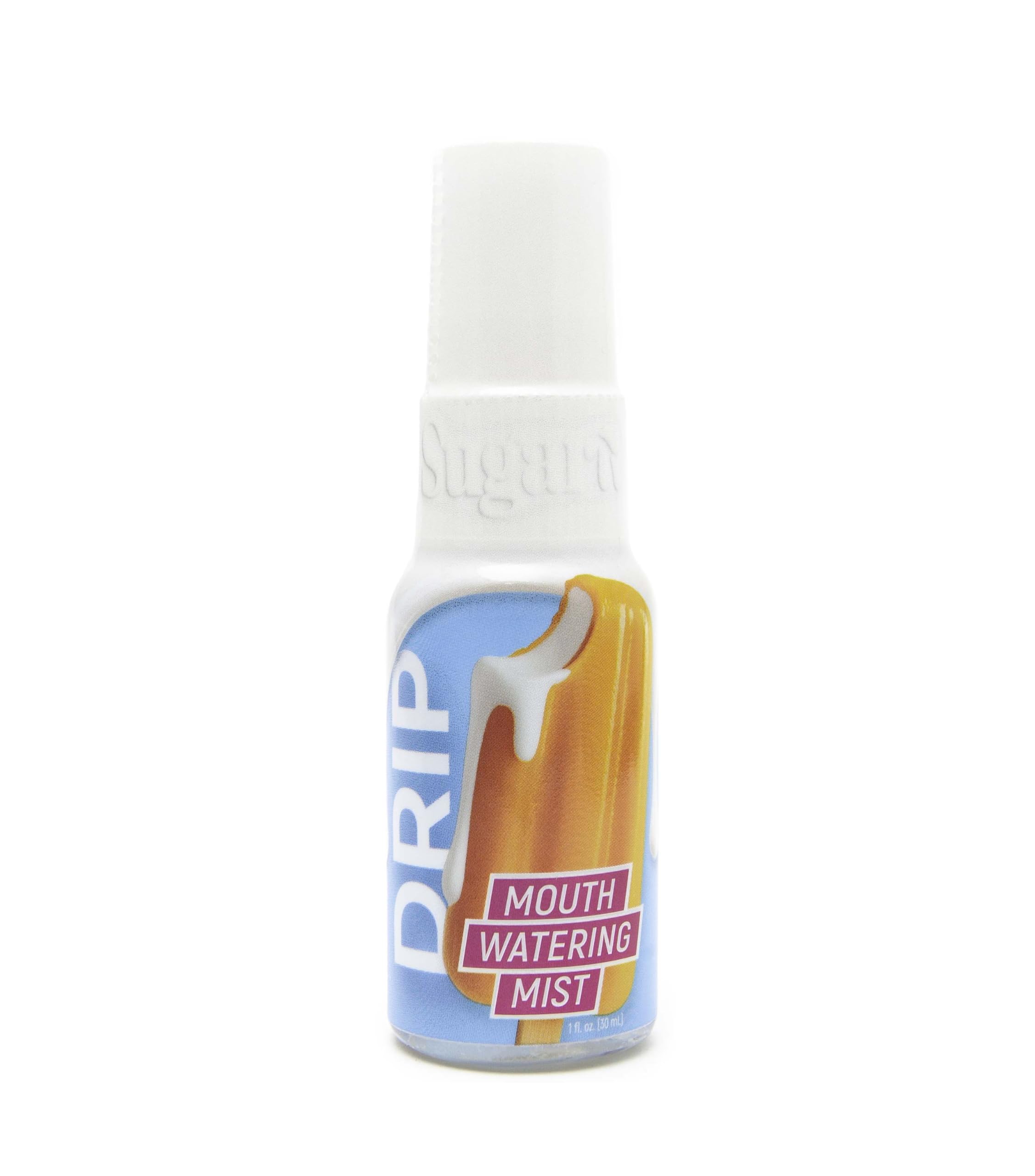 SUGAR SPLASH Drip orange creamsicle spray bottle delivers quick moisture for dry mouth.