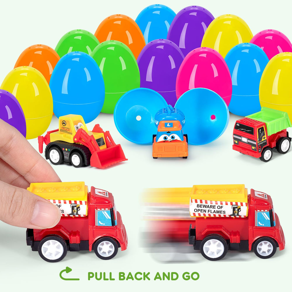 SUGFUT Easter basket fillers featuring toddler-friendly toy cars.