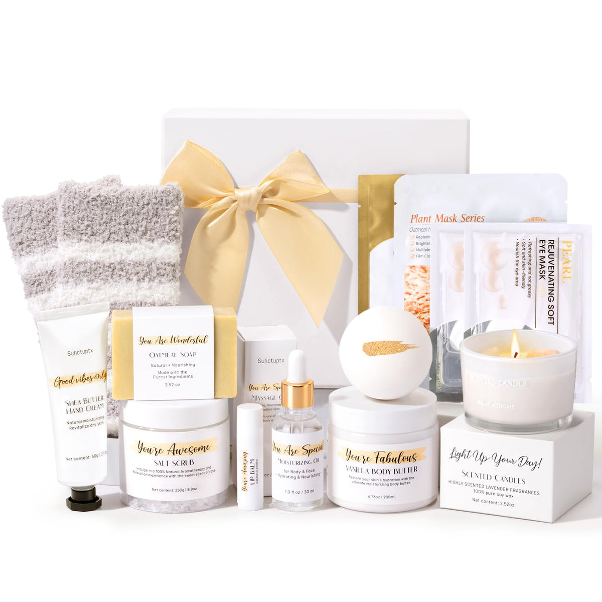 Suhctuptx Spa Box with candles and bath bombs for relaxing home rituals
