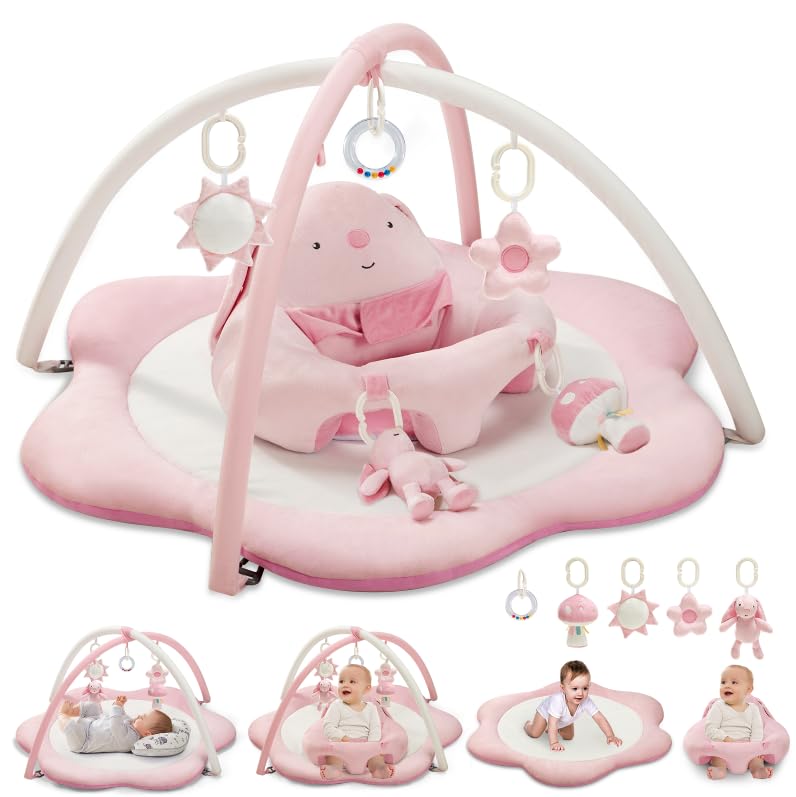 suihuooo 3-in-1 baby play mat with flower design for visual development