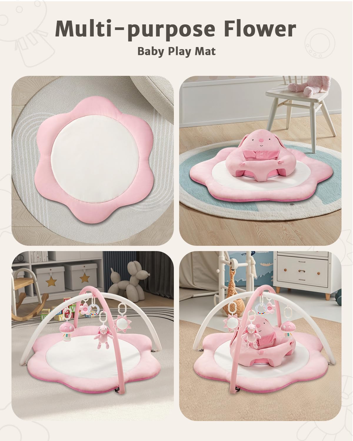 suihuooo tummy time mat with toys strengthens neck and arm movement