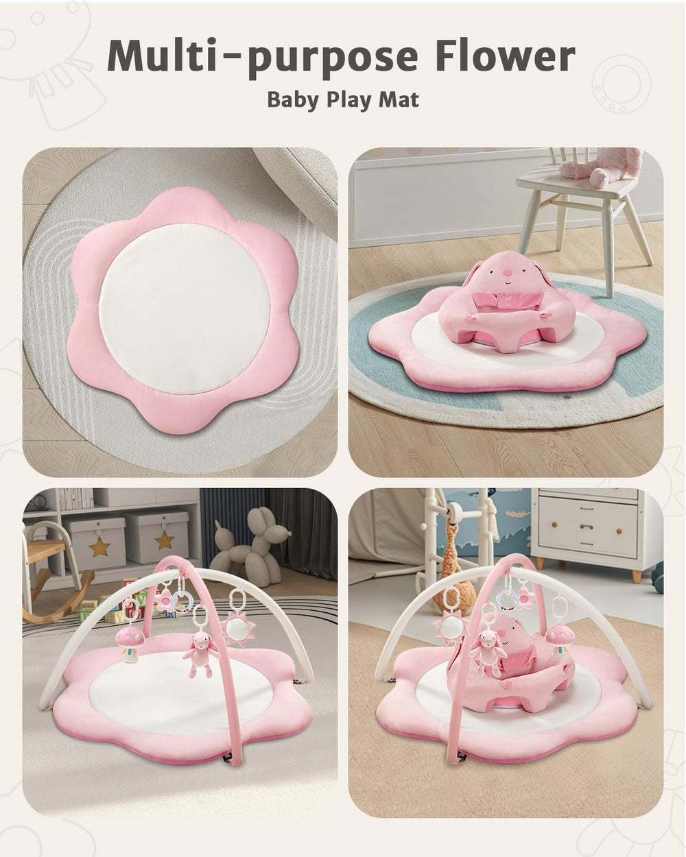 suihuooo tummy time mat with toys strengthens neck and arm movement