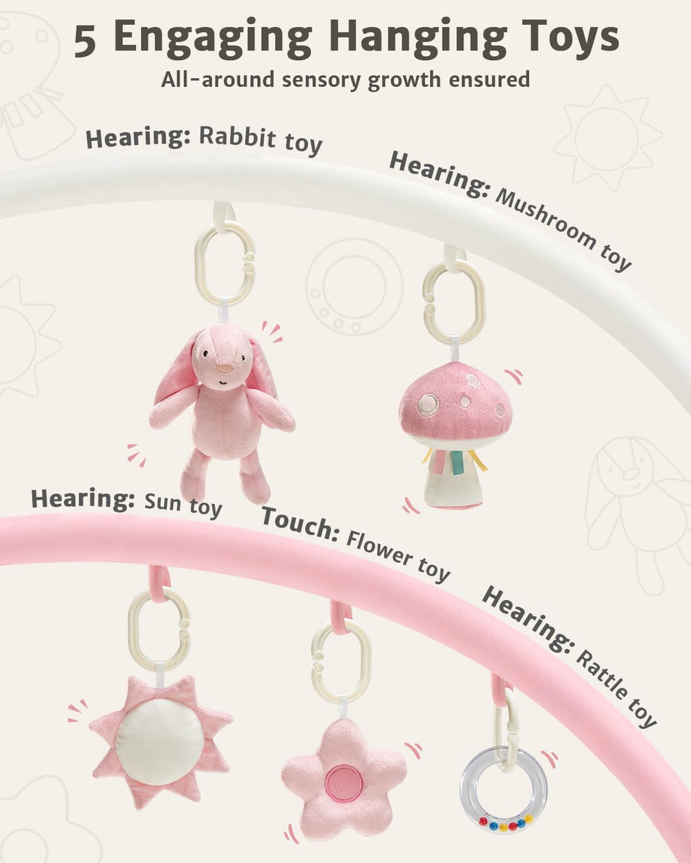 suihuooo five detachable toys to boost grasping and exploration