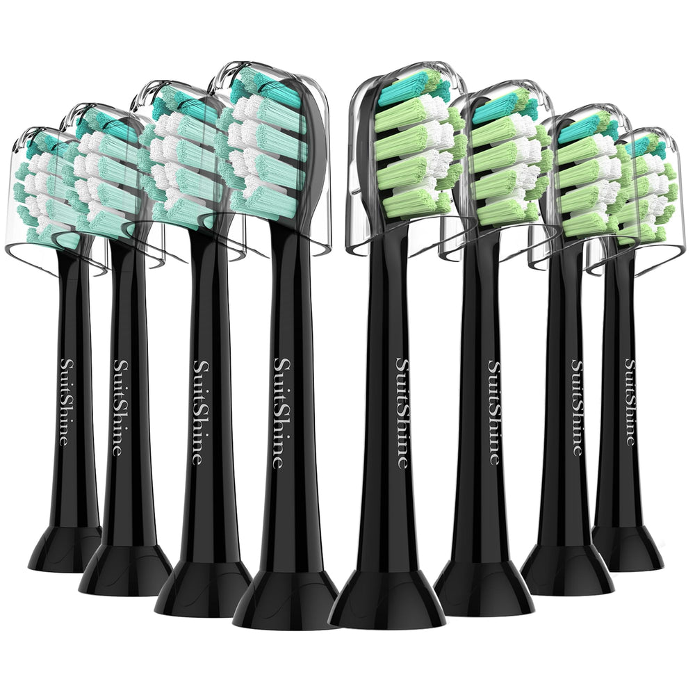 SuitShine replacement heads front view, compatible with Philips Sonicare, for a thorough daily clean