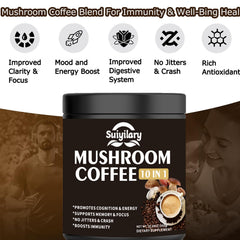 Suiyilary Mushroom Coffee powder texture close-up reveals earthy aroma
