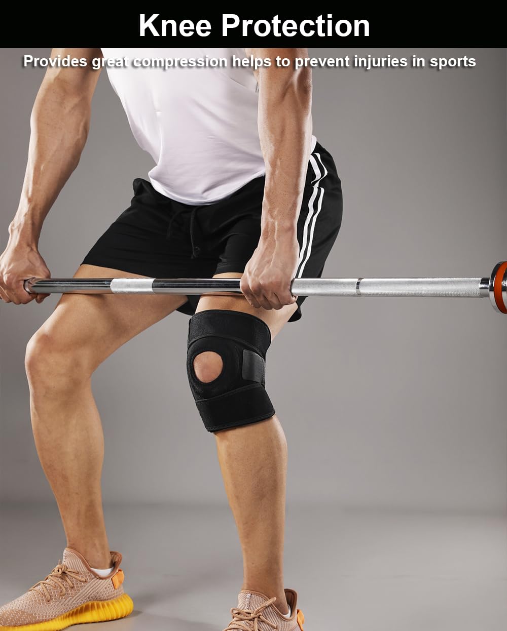 SUJAYU knee brace with anti-slip system stays in place during workouts.