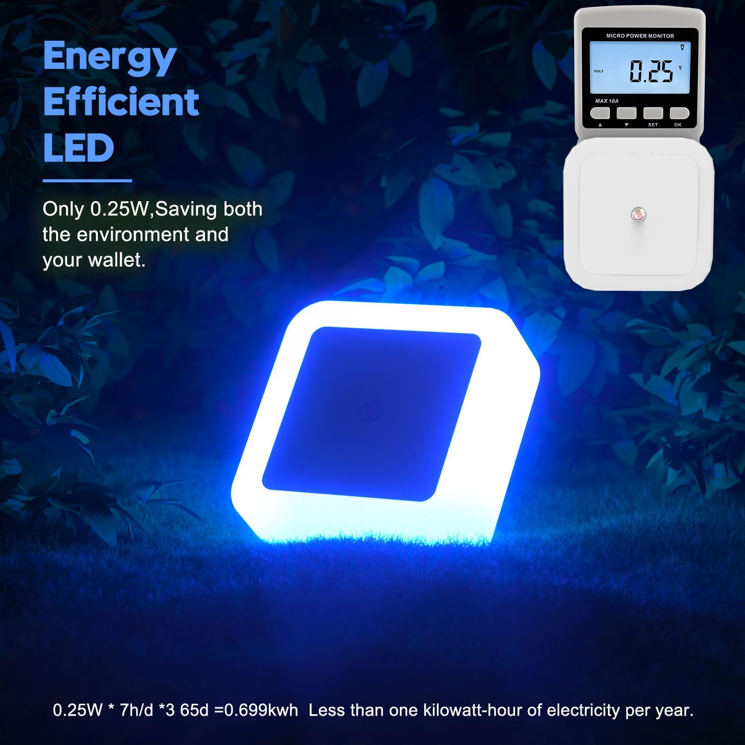 Sujeet four-pack blue night light set brightens spaces.