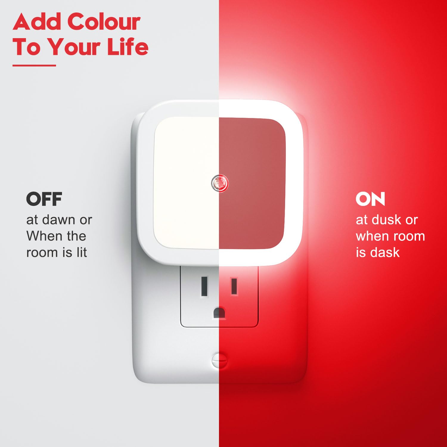 Sujeet LED wall plug night light is space-saving and compact.