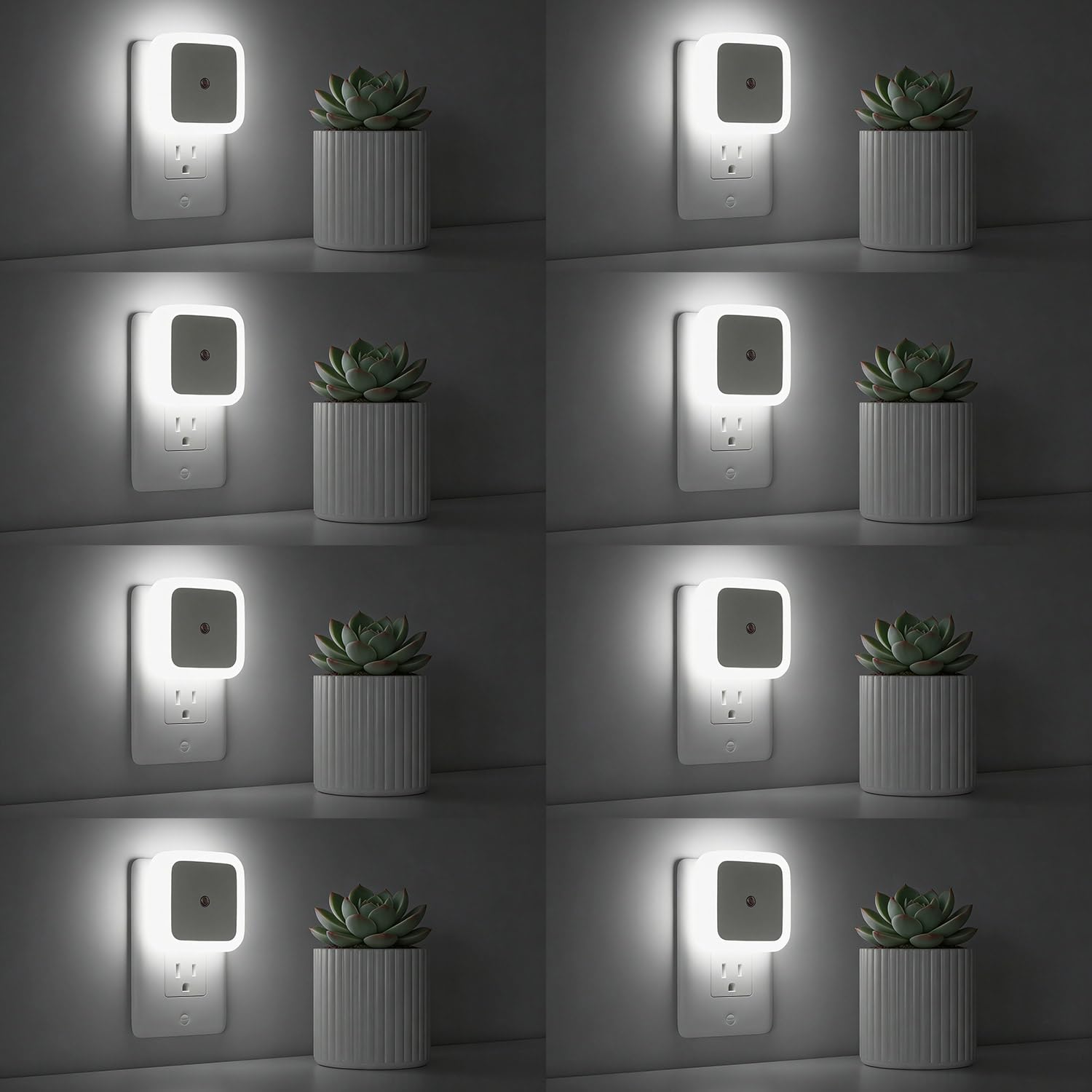Sujeet Night Light eight-pack plug-in wall provides gentle illumination for every room.