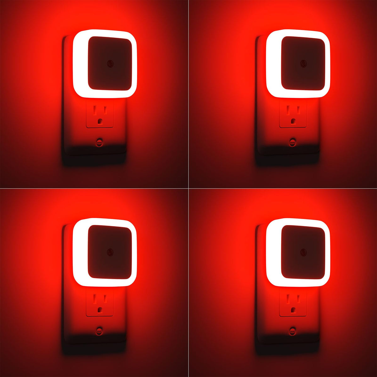 Sujeet red night light wall plug 4-pack illuminates hallways safely at night.