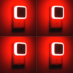 Sujeet red night light wall plug 4-pack illuminates hallways safely at night.