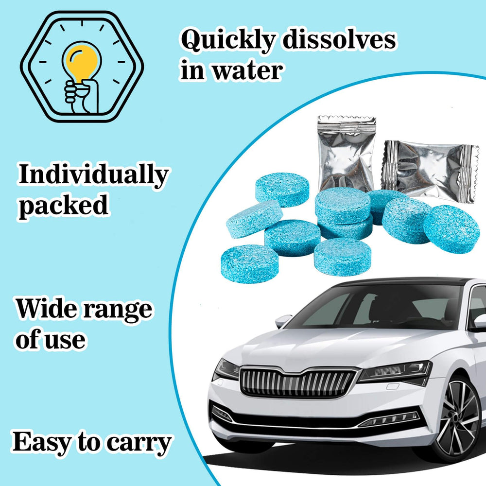Sukh car windshield cleaner tablet placed in reservoir for efficient cleaning
