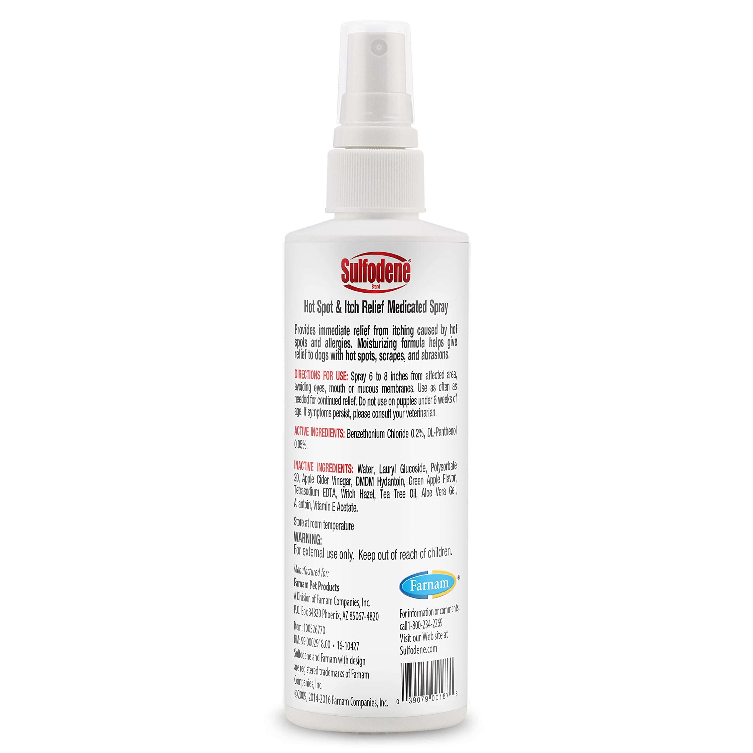 Sulfodene packaging and label showing medicated spray.