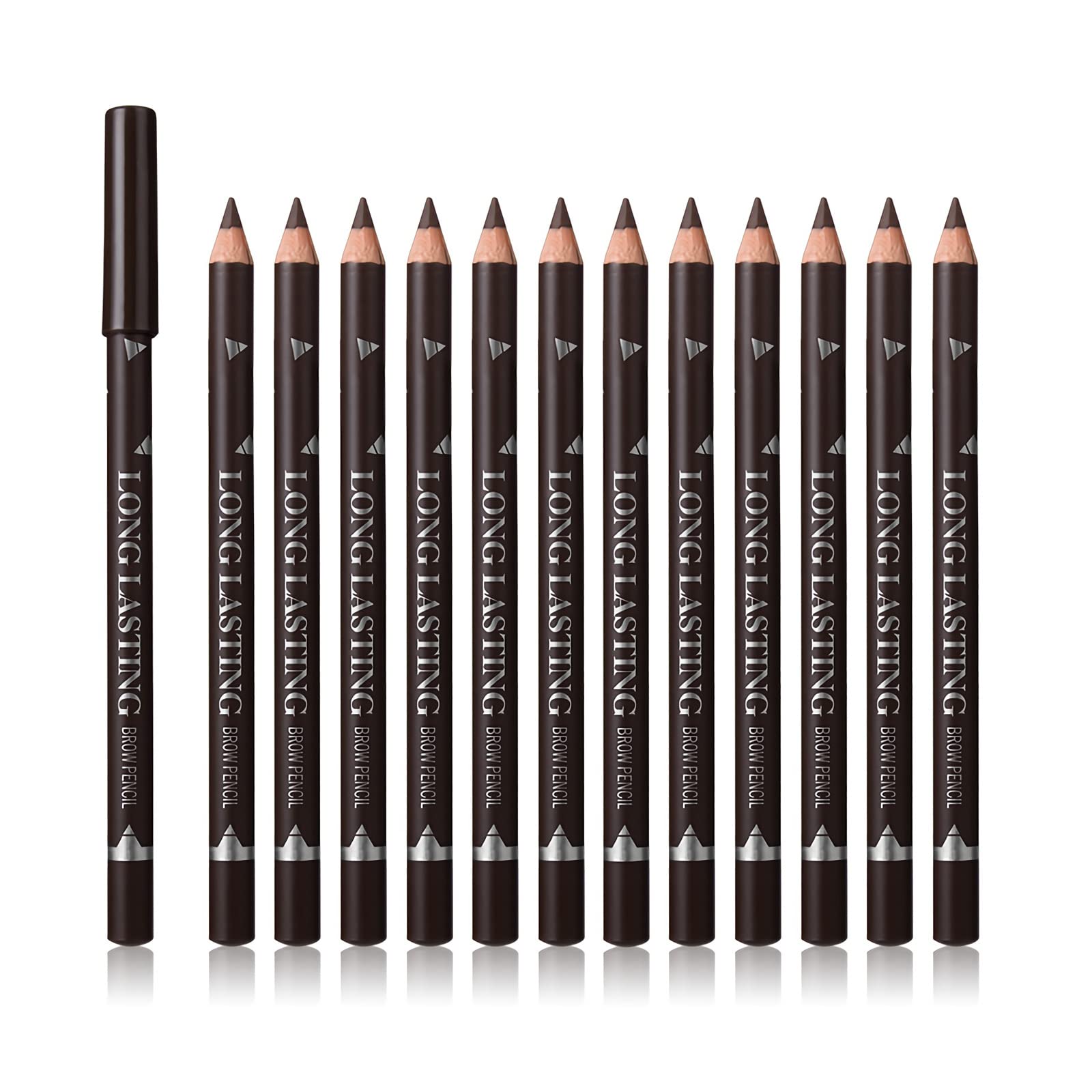 SUMEITANG 12-pc eyebrow pencil set in black for precise, natural brows.