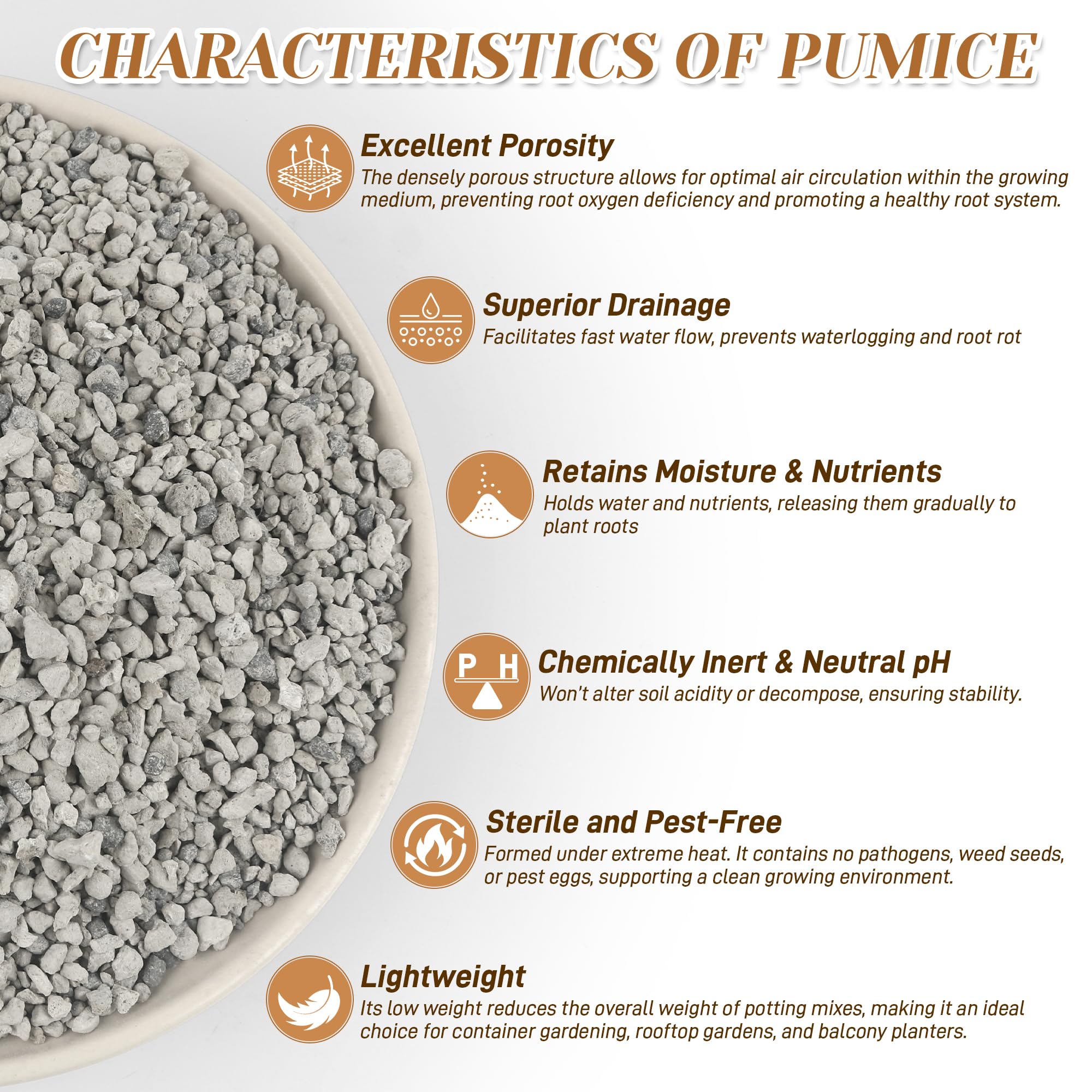 Sumloty pumice in orchid potting mix enhancing aeration and drainage