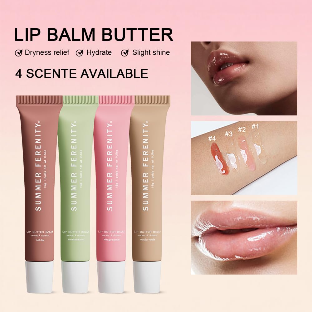Summer Ferenity lip balm applied close-up with non-greasy moisture