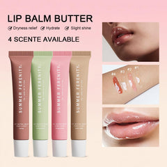 Summer Ferenity lip balm applied close-up with non-greasy moisture