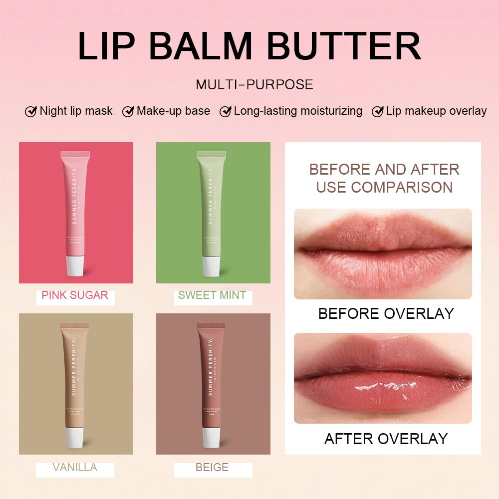 Summer Ferenity lip balm swatch close-up showing sheer tint and shine