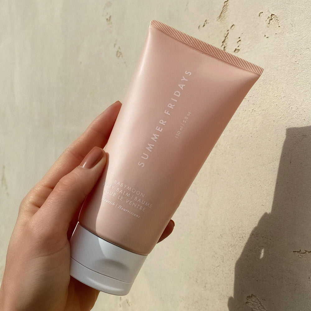 Summer Fridays Babymoon Belly Balm texture close-up shows velvety melt.