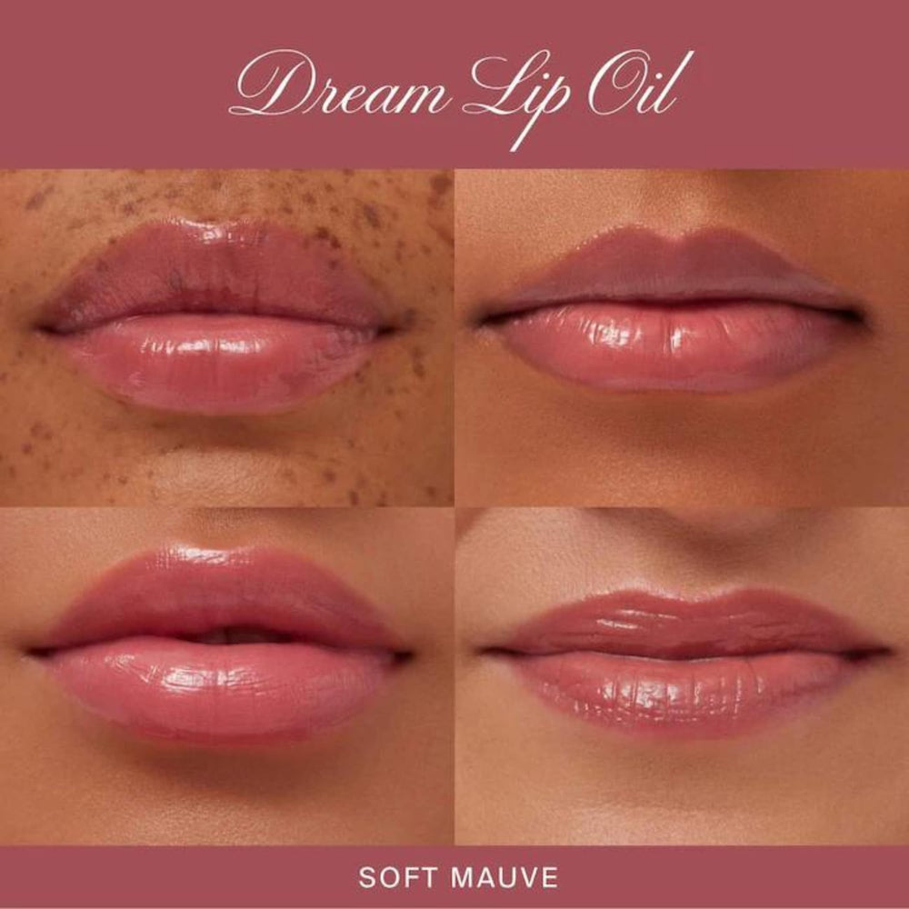 Summer Fridays Dream Lip Oil on lips with soft mauve tint and shine