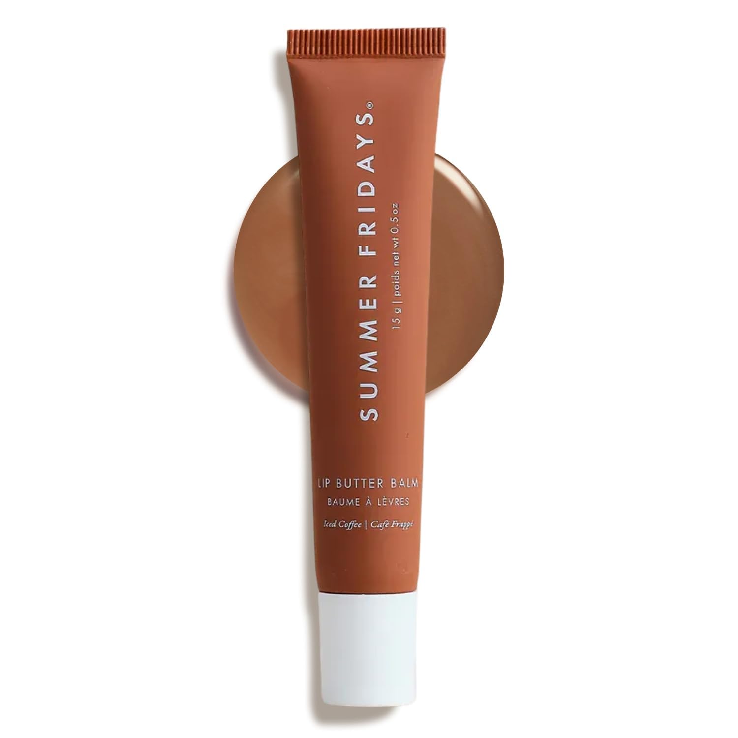 Summer Fridays iced coffee tinted lip butter application delivers instant moisture and subtle shine.