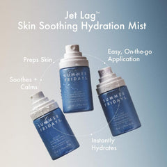 Jet Lag Mist with cucumber extract calms and cools the skin.