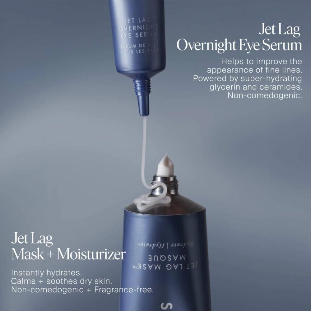 Hydration-focused Jet Lag Overnight Eye Serum fits into a nightly routine.