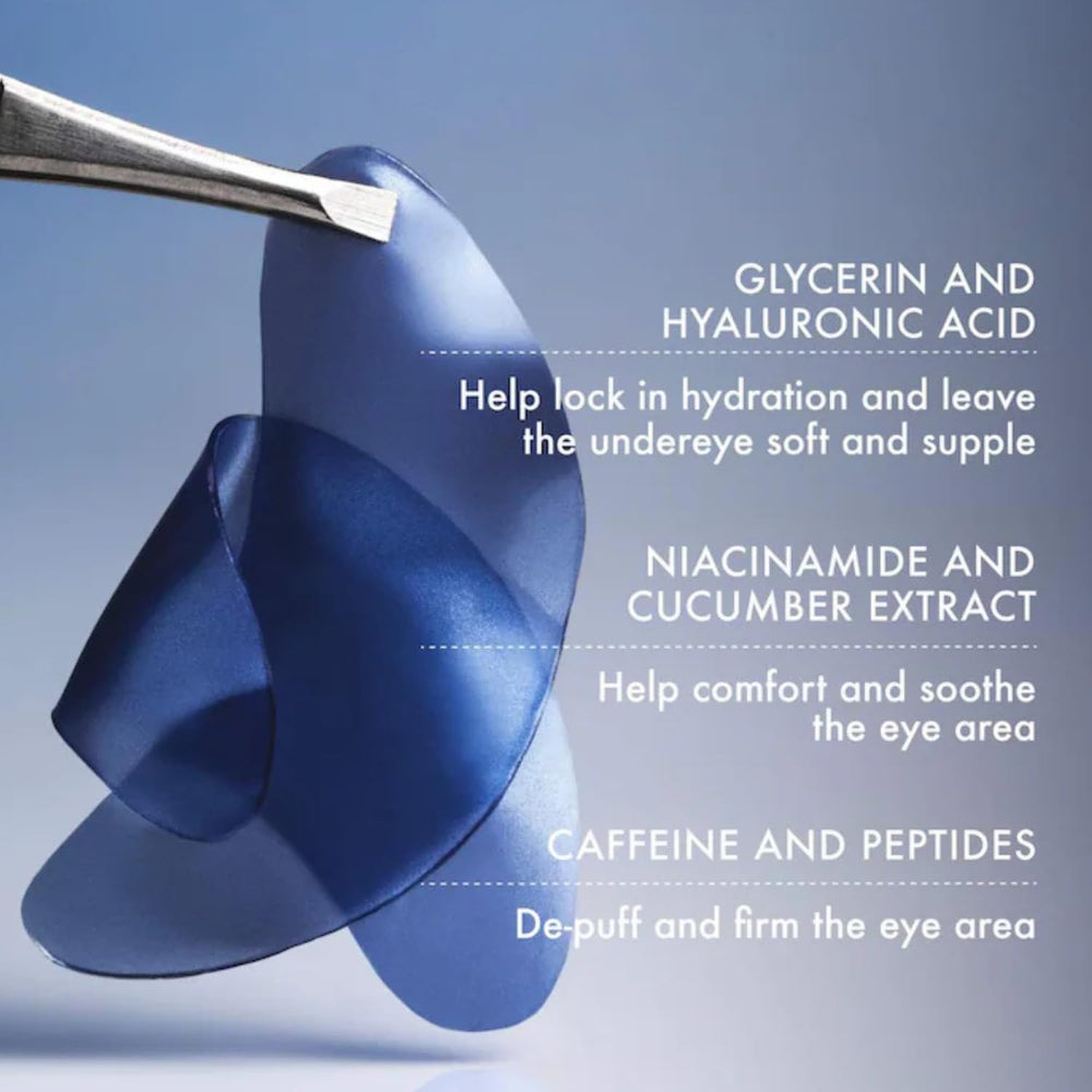 Hydrogel texture of Summer Fridays Jet Lag Under Eye Patches cooling the skin.