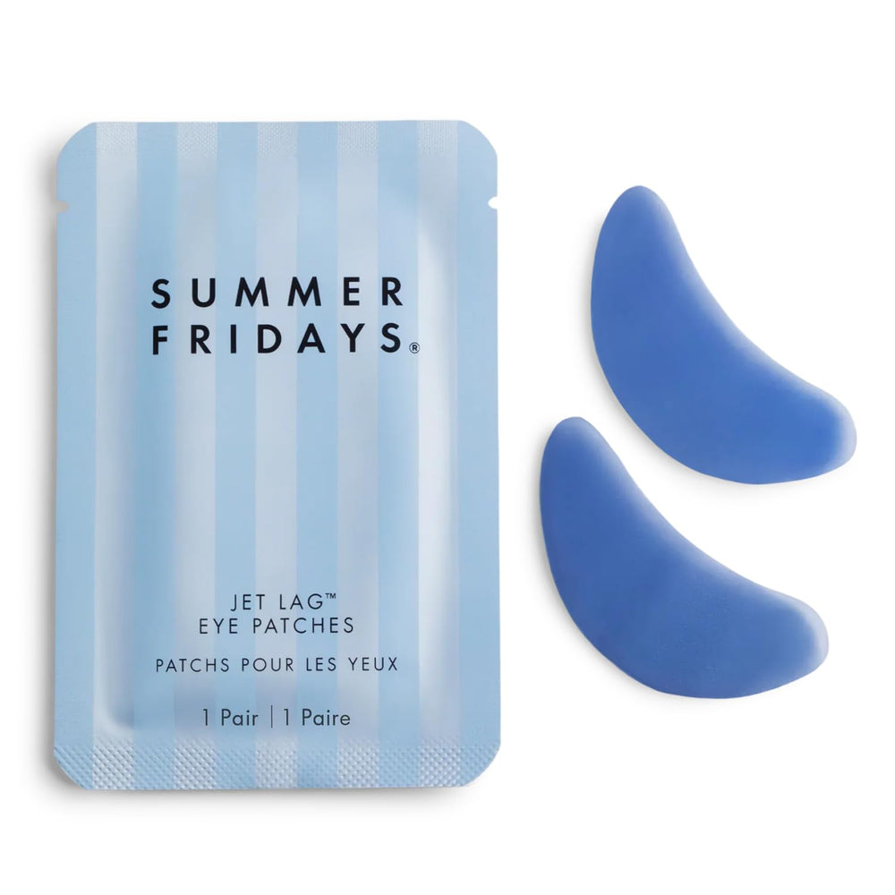 Summer Fridays Jet Lag Under Eye Patches packaging promoting quick refresh.