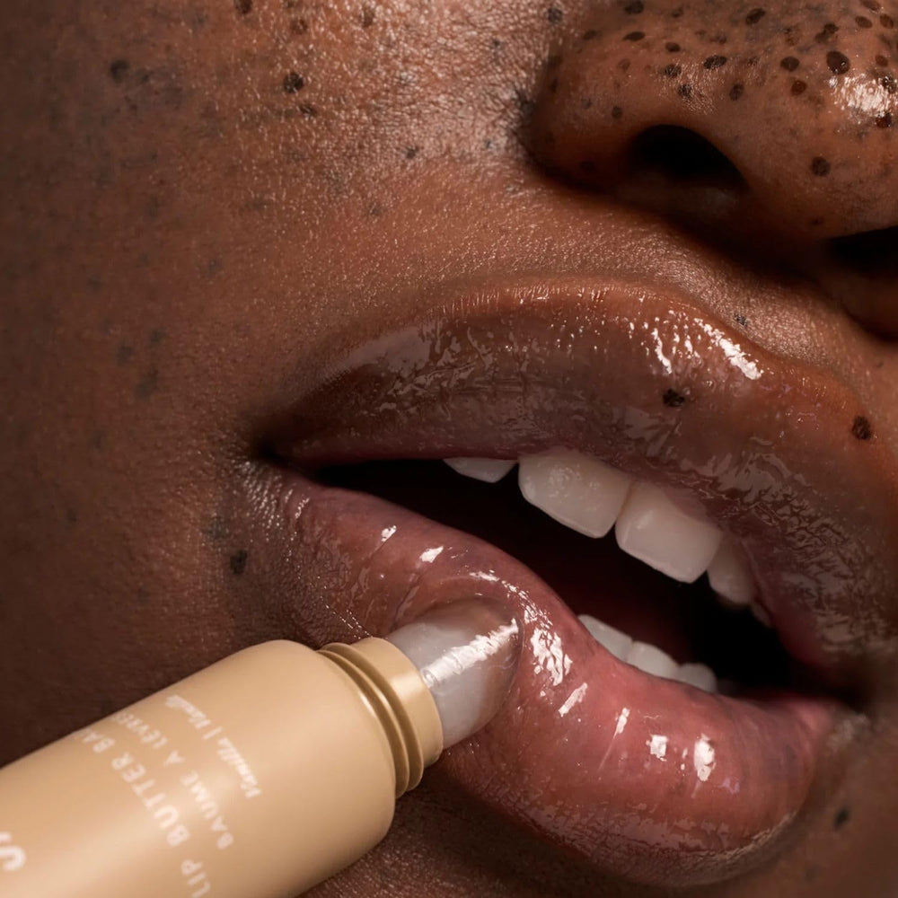 Summer Fridays Lip Butter Balm Vanilla closeup emphasizing vanilla aroma and smooth finish.