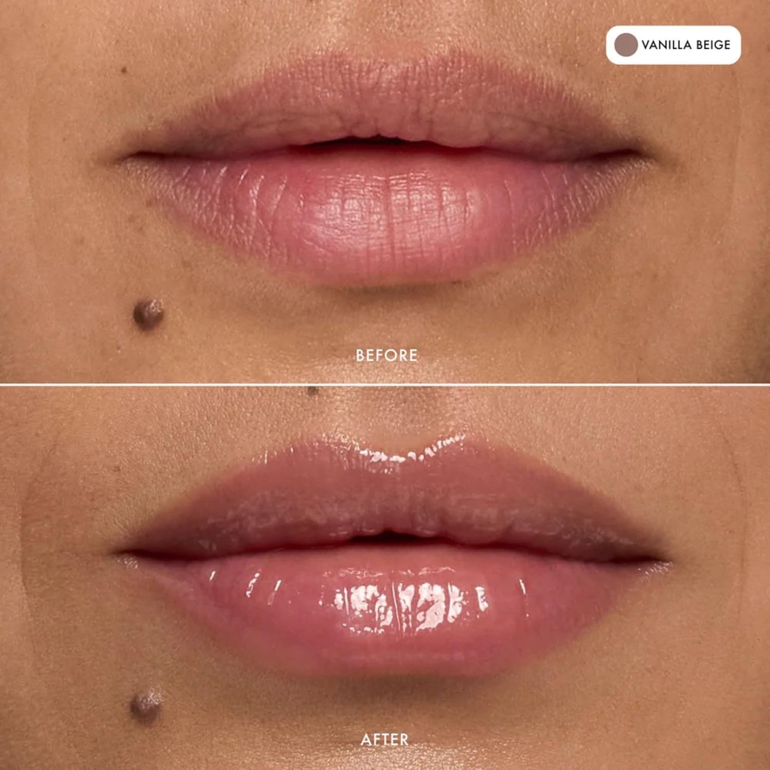 Summer Fridays Lip Butter Vanilla Beige closeup showing wearable tint and moisture.