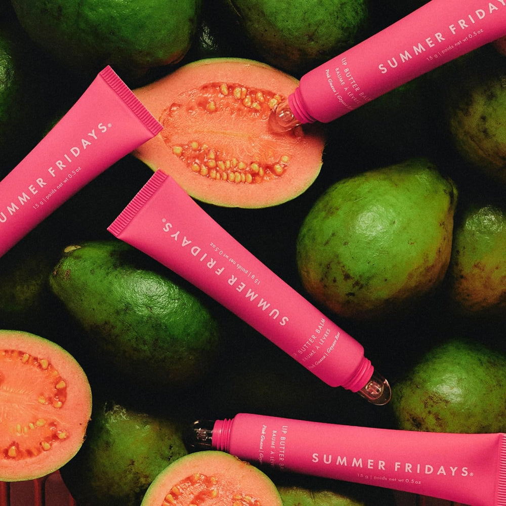 Summer Fridays Pink Guava lip butter delivers healthy-looking lips after use
