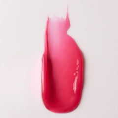 Summer Fridays Pink Guava lip butter swatch on skin reveals sheer pink glow