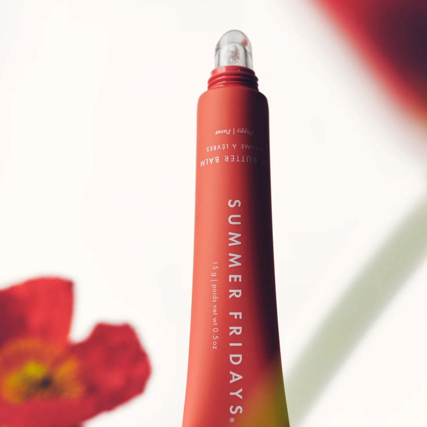 Summer Fridays Tinted Lip Butter Poppy hydration glow after first application