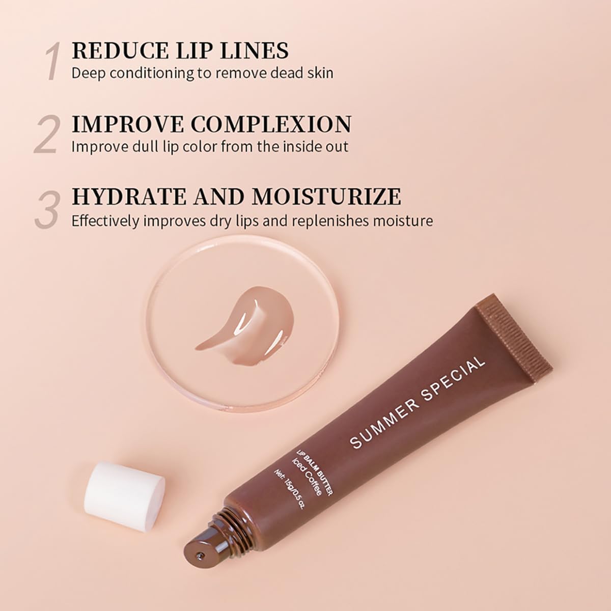 5-Color Summer Special Lip Balm Mint Clear bottle provides refreshing moisture and a subtle sheen.
