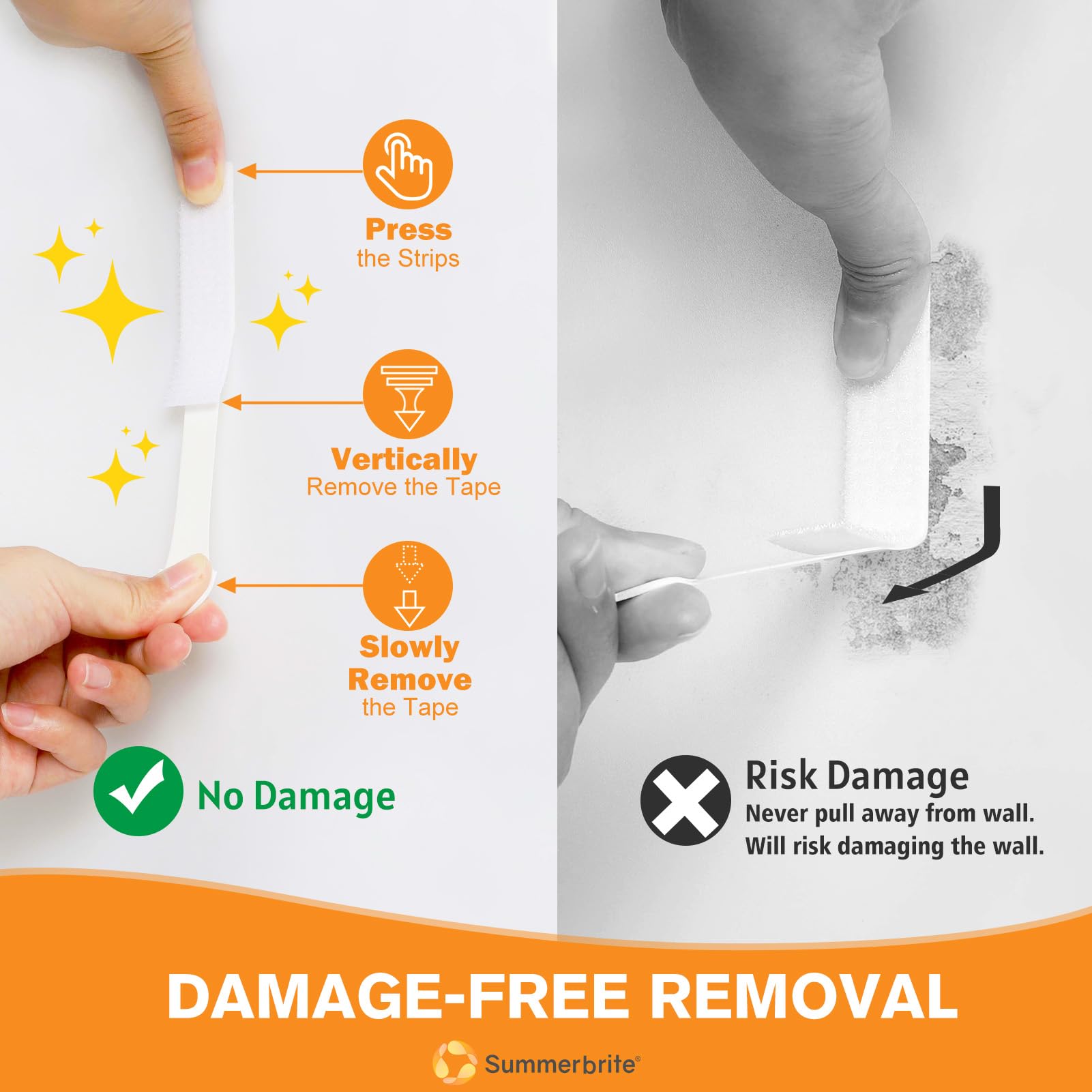 Summerbrite damage-free hanging preserves walls for quick adjustments.