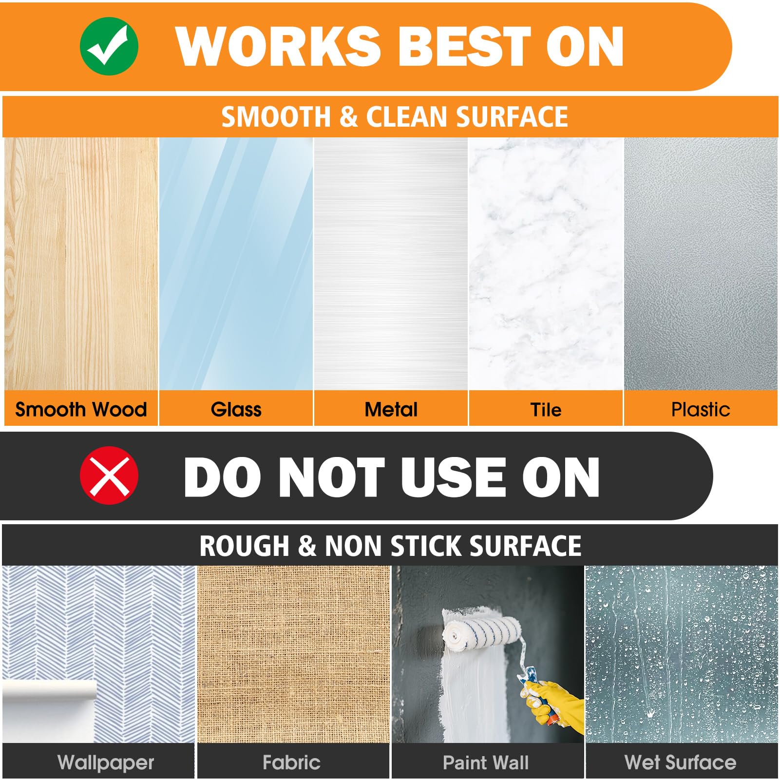 Summerbrite strips work on many surfaces from walls to tiles.