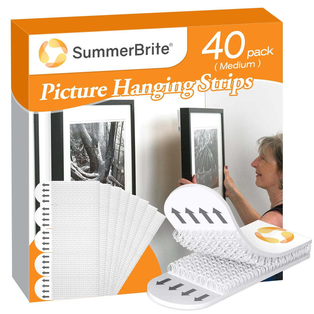 Summerbrite picture hanging strips in action for damage-free, secure displays.