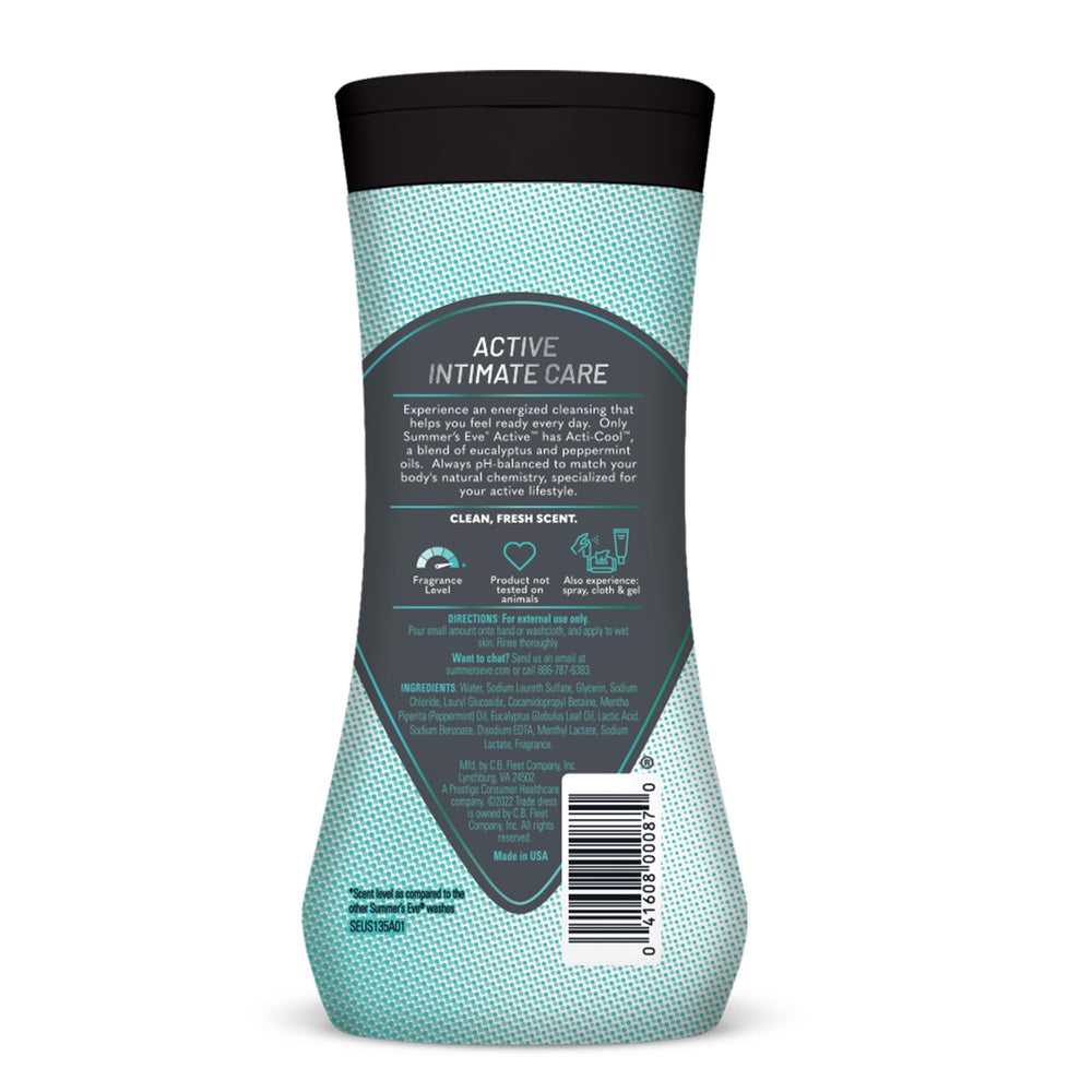 Shelf-pack of three Summer’s Eve Active daily wash on display for easy routines.