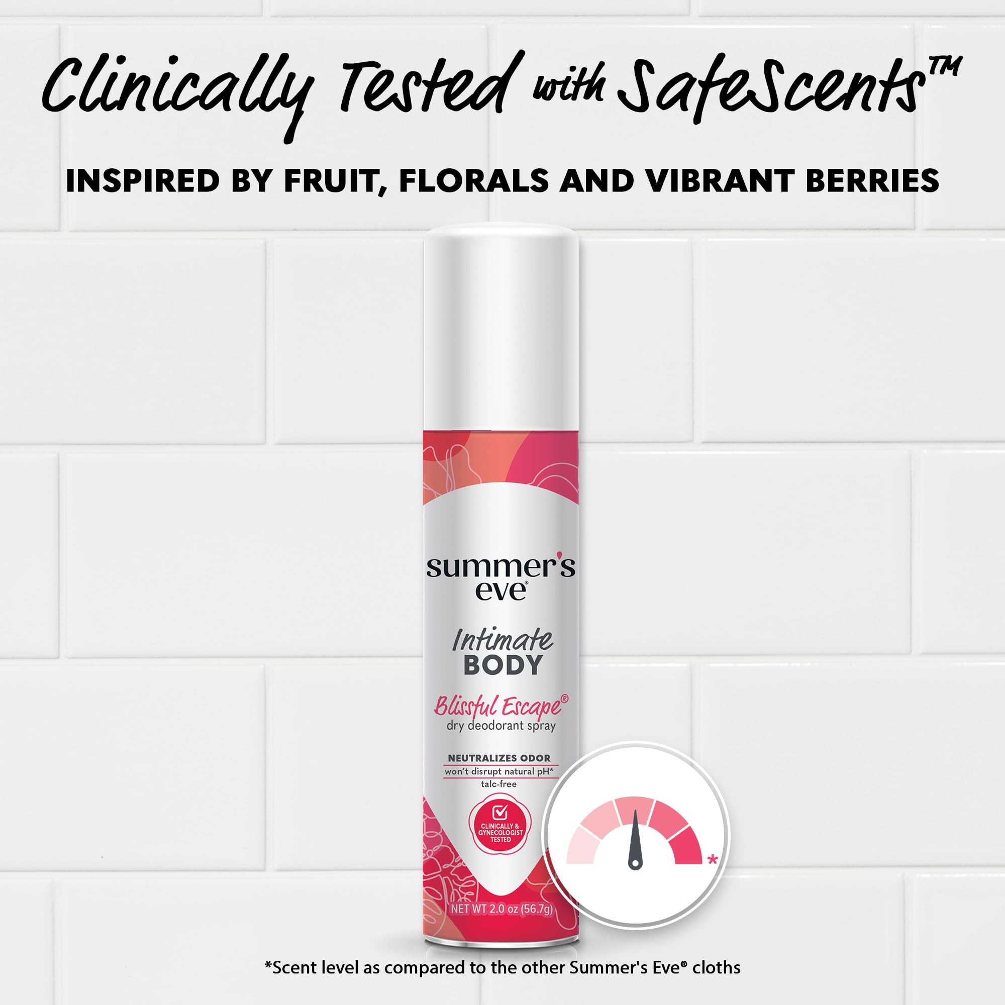 Summer's Eve Blissful Escape SafeScent label for gentle fragrance.