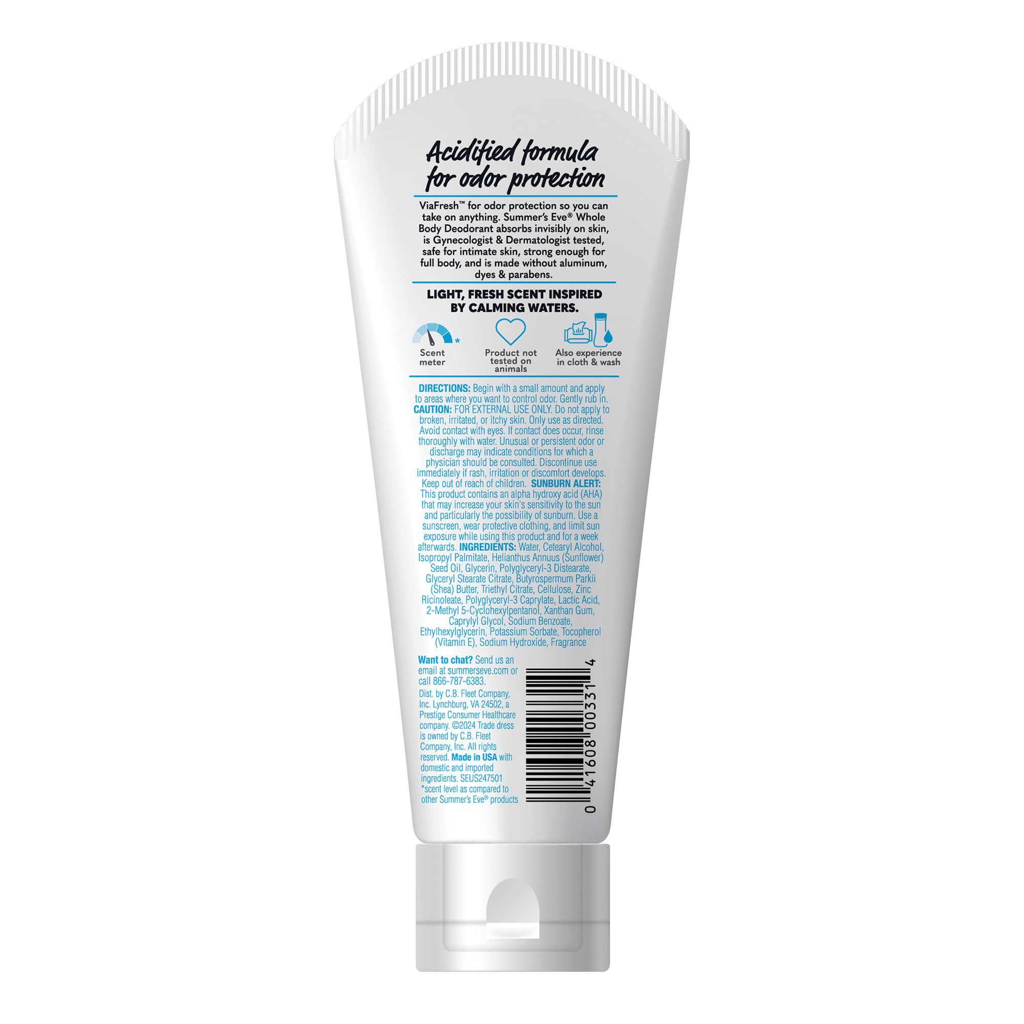 Summer's Eve safe for underarms and intimate areas.